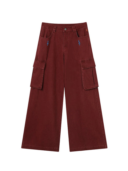 Dragon Oracle Trousers Embroidered Wide Leg Denim Pants
