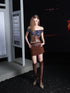 UpdateNN NORTH NODE Mesh Insert Shoulder Top With Sequined Skirt Set