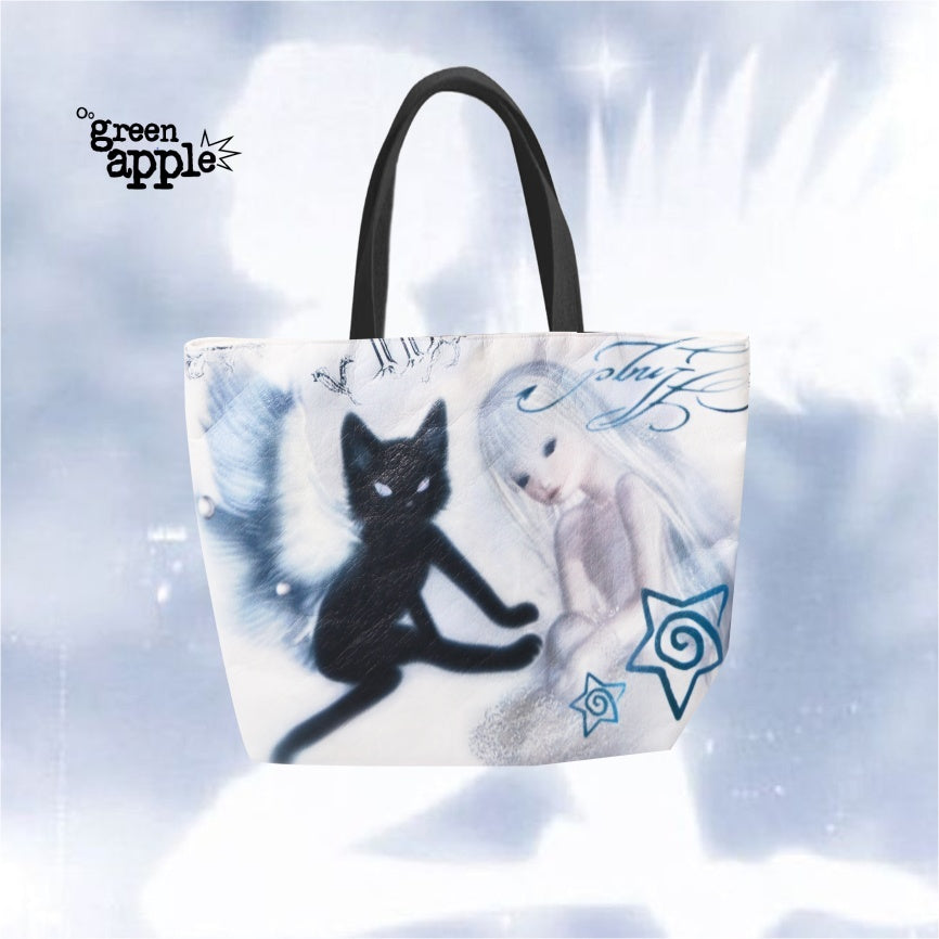 Oogreenapple_Angel_Cat_Print_Y2k_Highstreet_Rectangular_Tote_Women&