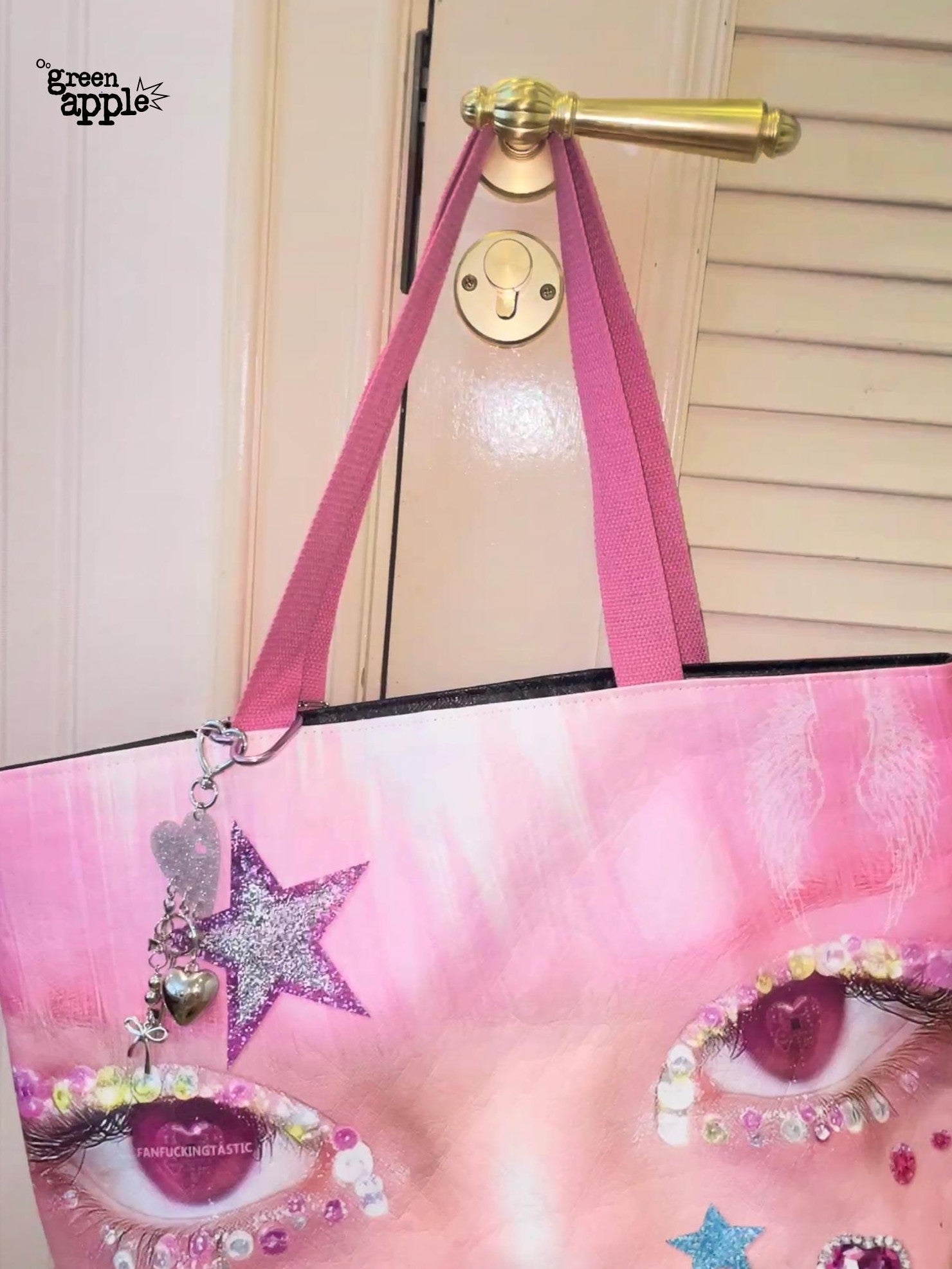 Oogreenapple Big Eye Rhinestone Print Single Strap Tote Women&