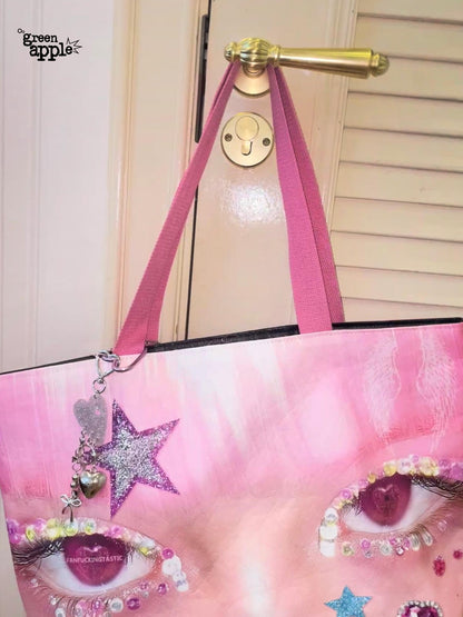 Oogreenapple Big Eye Rhinestone Print Single Strap Tote Women&