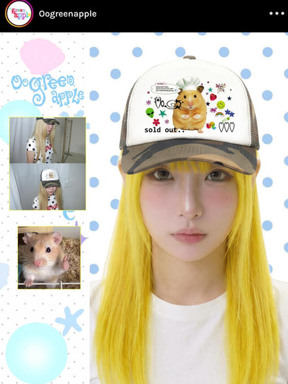 Oogreenapple Camouflage Trucker Chef Rat Print Women&