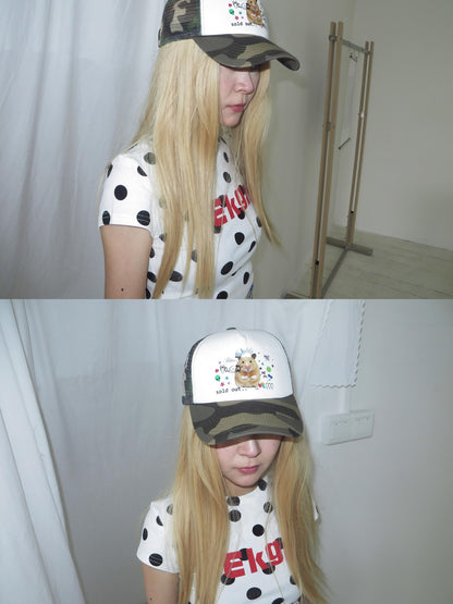 Oogreenapple Camouflage Trucker Chef Rat Print Women&