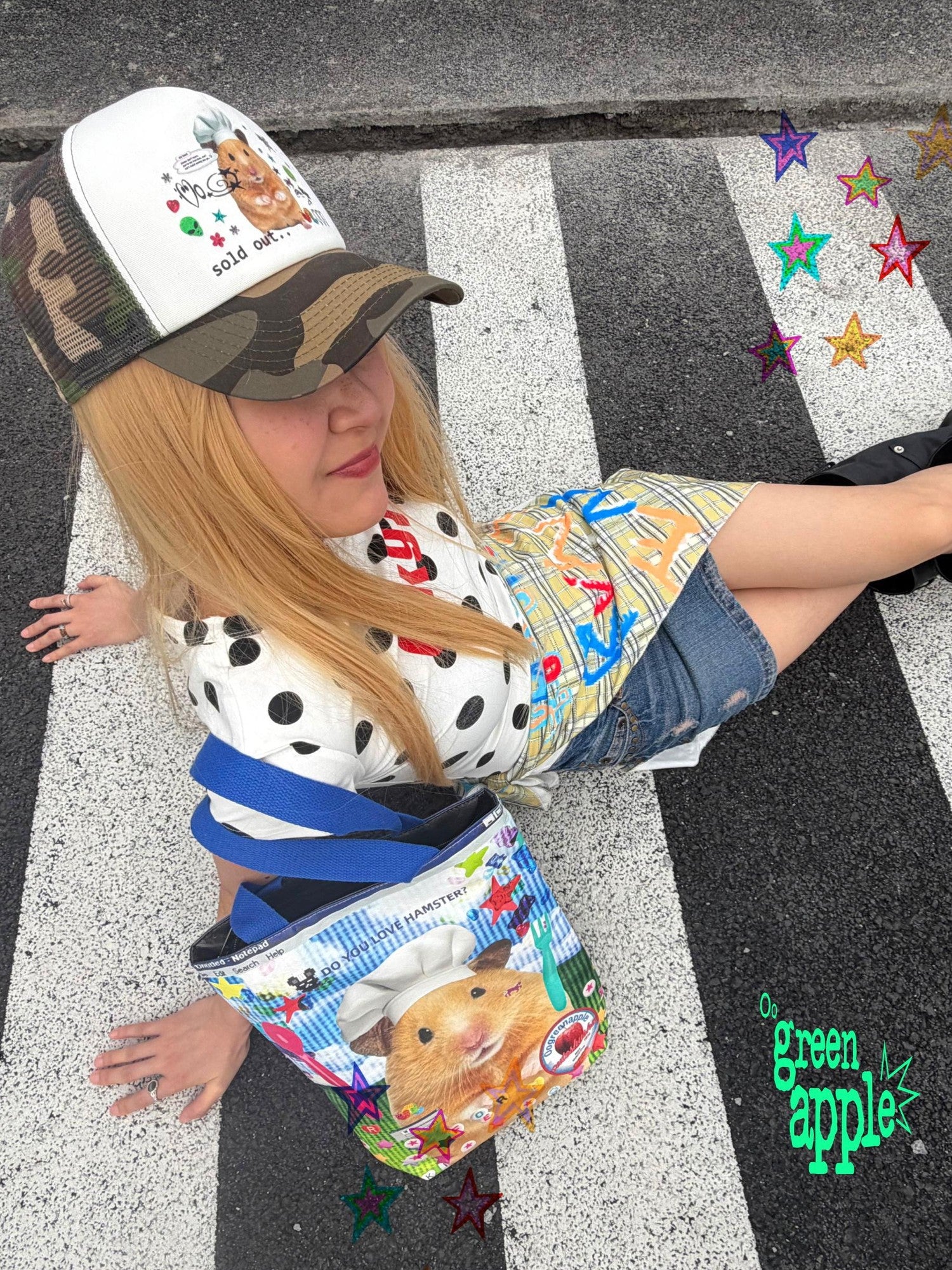 Oogreenapple Camouflage Trucker Chef Rat Print Women&