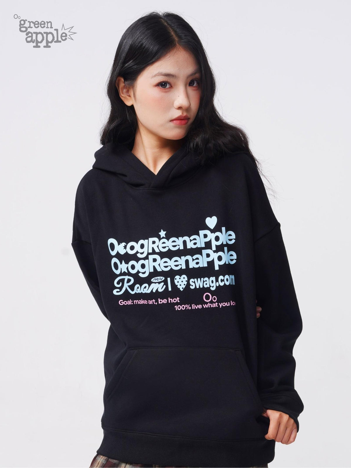 Oogreenapple Color Block Print Pullover Women&