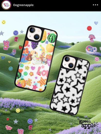 Oogreenapple Cute Japanese Bear Fruit Party Print Women&