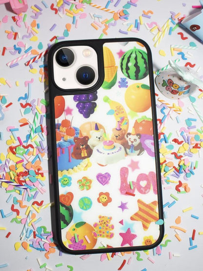 Oogreenapple Cute Japanese Bear Fruit Party Print Women&