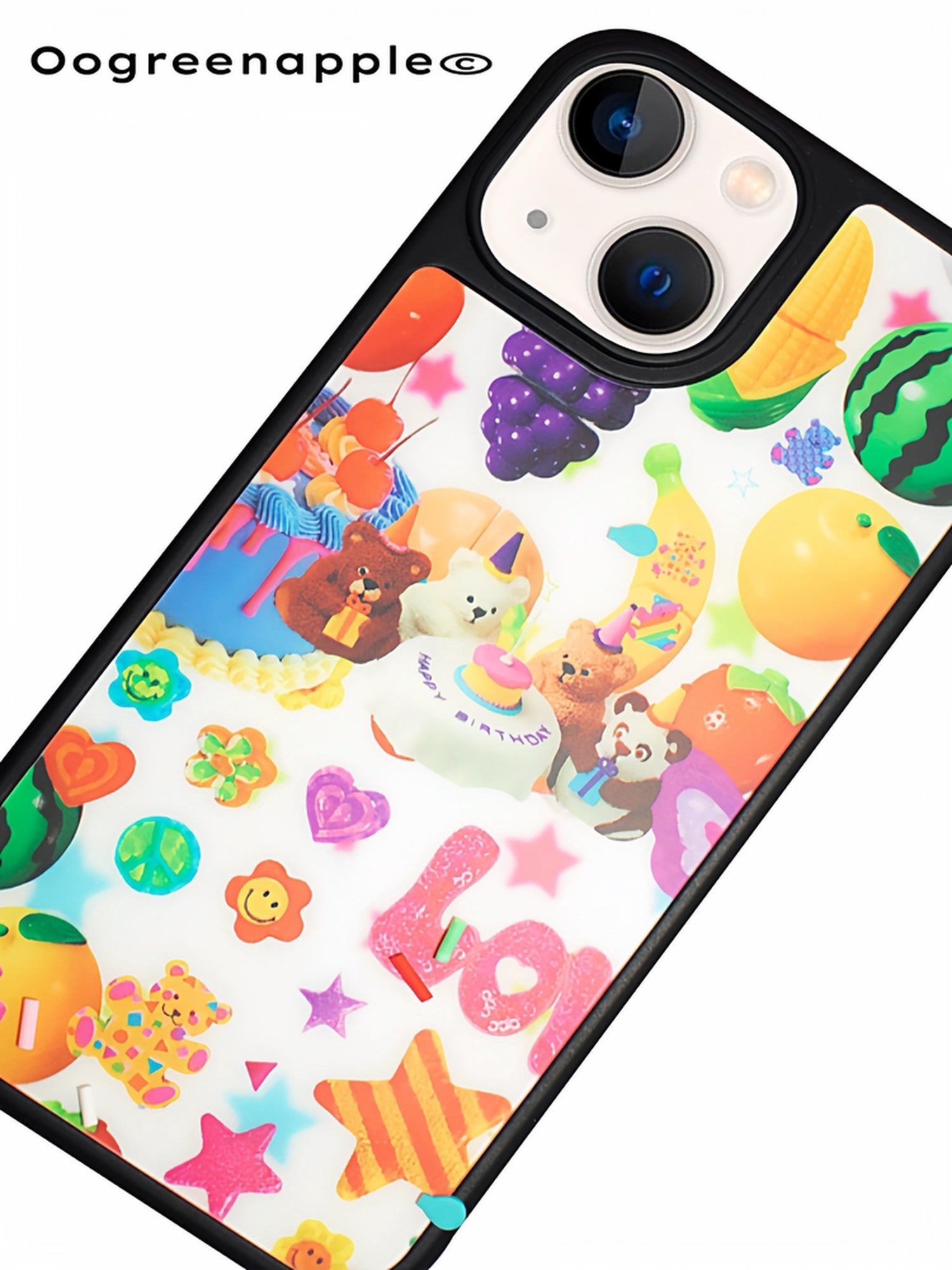 Oogreenapple Cute Japanese Bear Fruit Party Print Women&