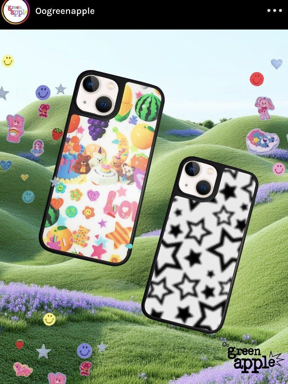 Oogreenapple Cute Japanese Bear Fruit Party Print Women&