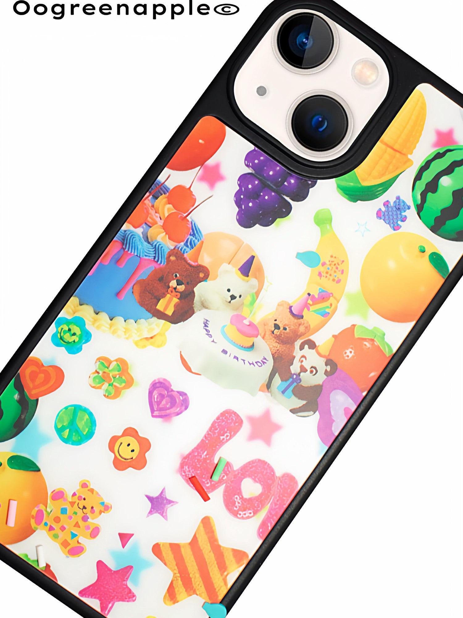 Oogreenapple Cute Japanese Bear Fruit Party Print Women&