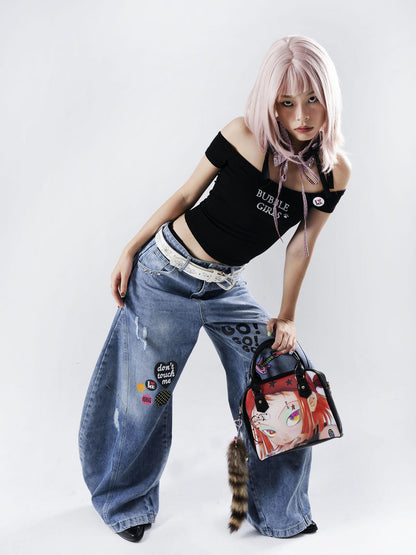 Oogreenapple Doll Subculture Ita Street Sweet Cool Crossbody Women&