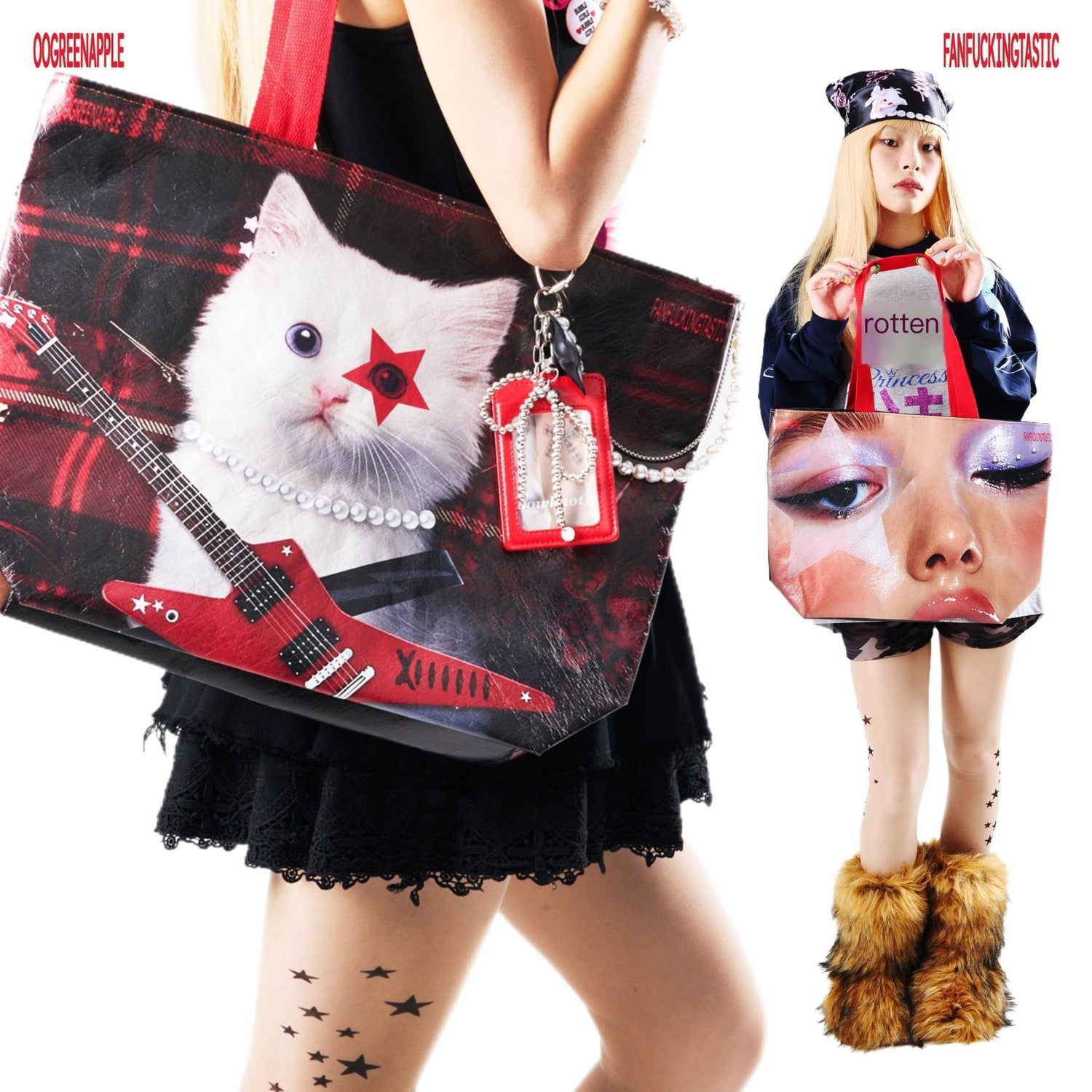 Oogreenapple_Edgy_Rock_Cat_Portrait_Tote_Women&