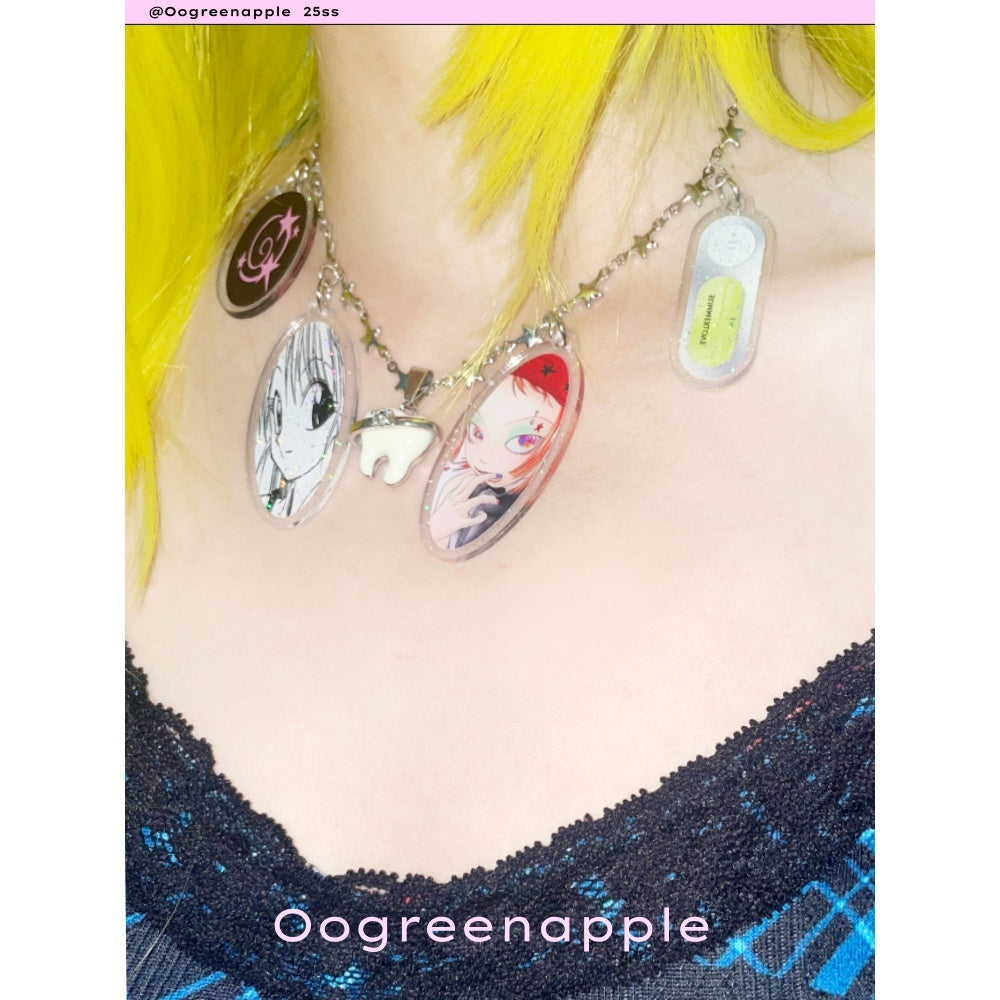 Oogreenapple_Hand_Painted_Comic_Y2k_Tooth_And_Star_Original_Handmade_Women&