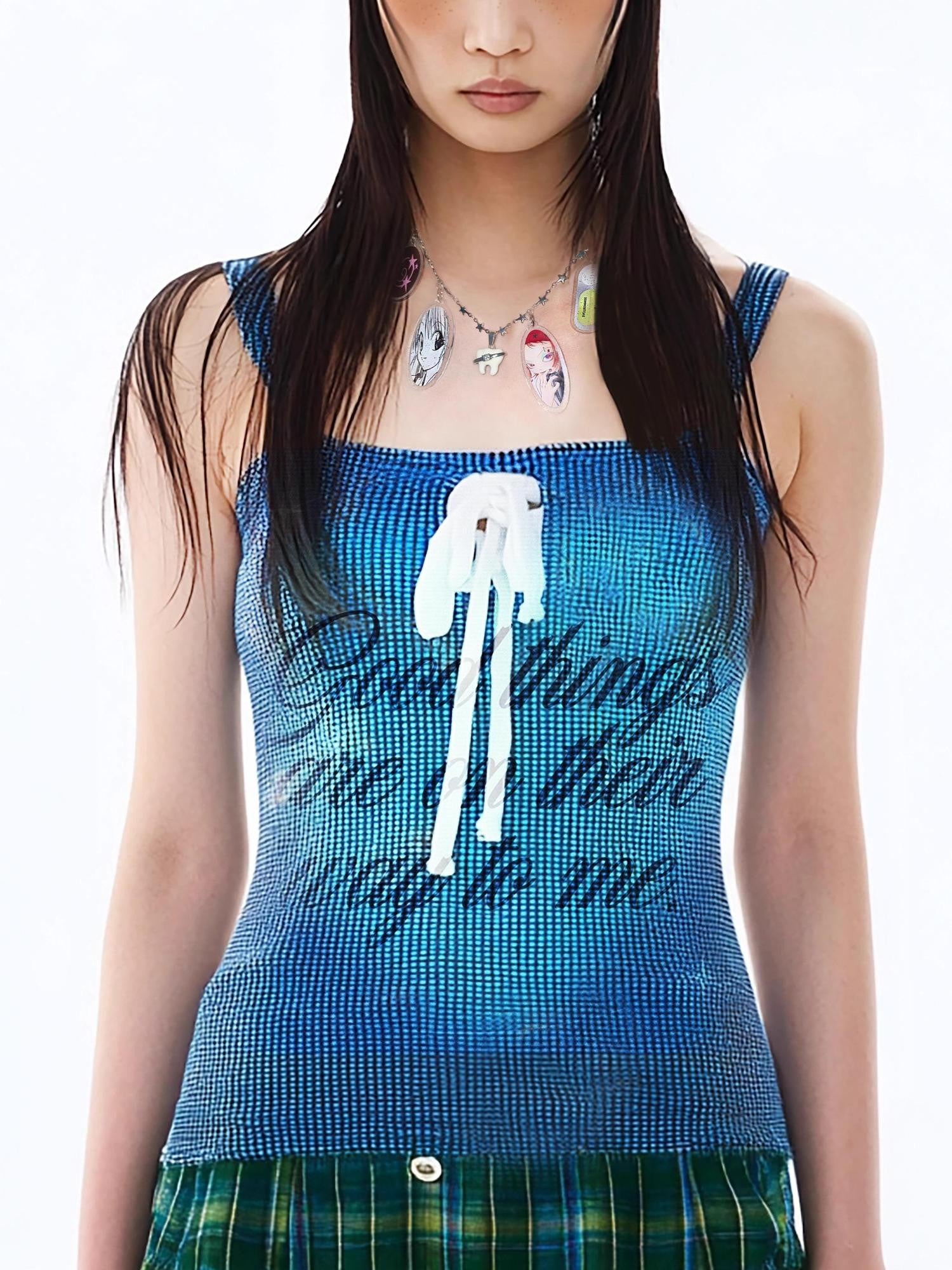Oogreenapple Hand Painted Comic Y2k Tooth And Star Original Handmade Women&