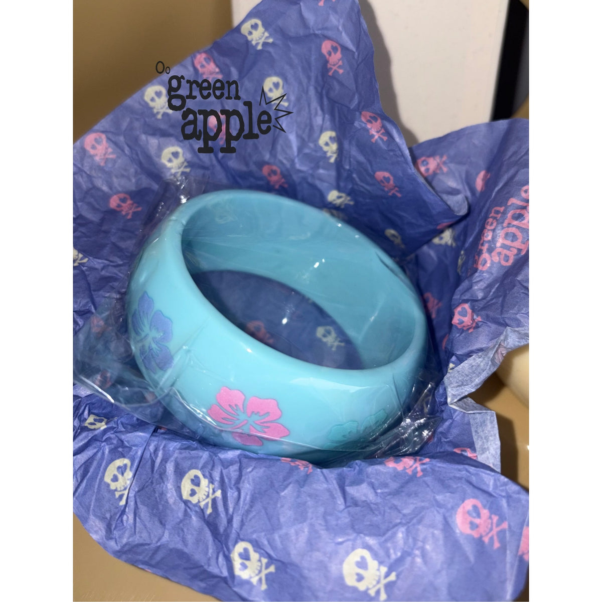 Oogreenapple_Hibiscus_Print_Diamond_Angel_Wing_Polka_Dot_Rose_Resin_Women&