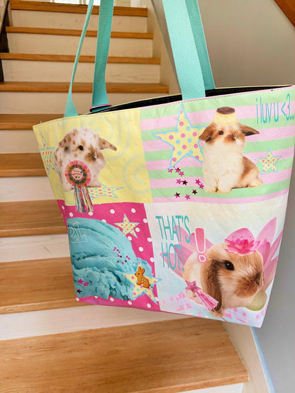 Oogreenapple Ice Cream Bunny Print Large Capacity Tote Women&