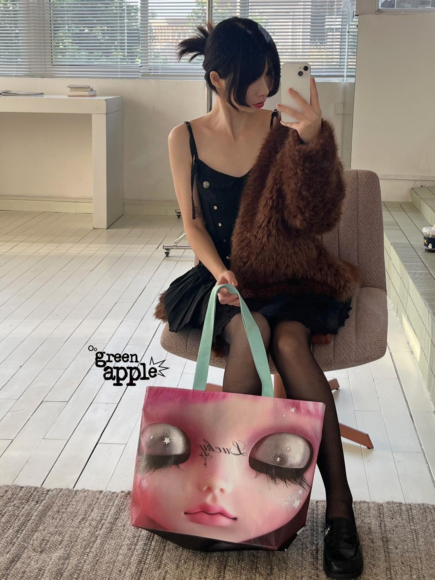 Oogreenapple Korean Sweet Cool Polka Dot Single Shoulder Tote Women&