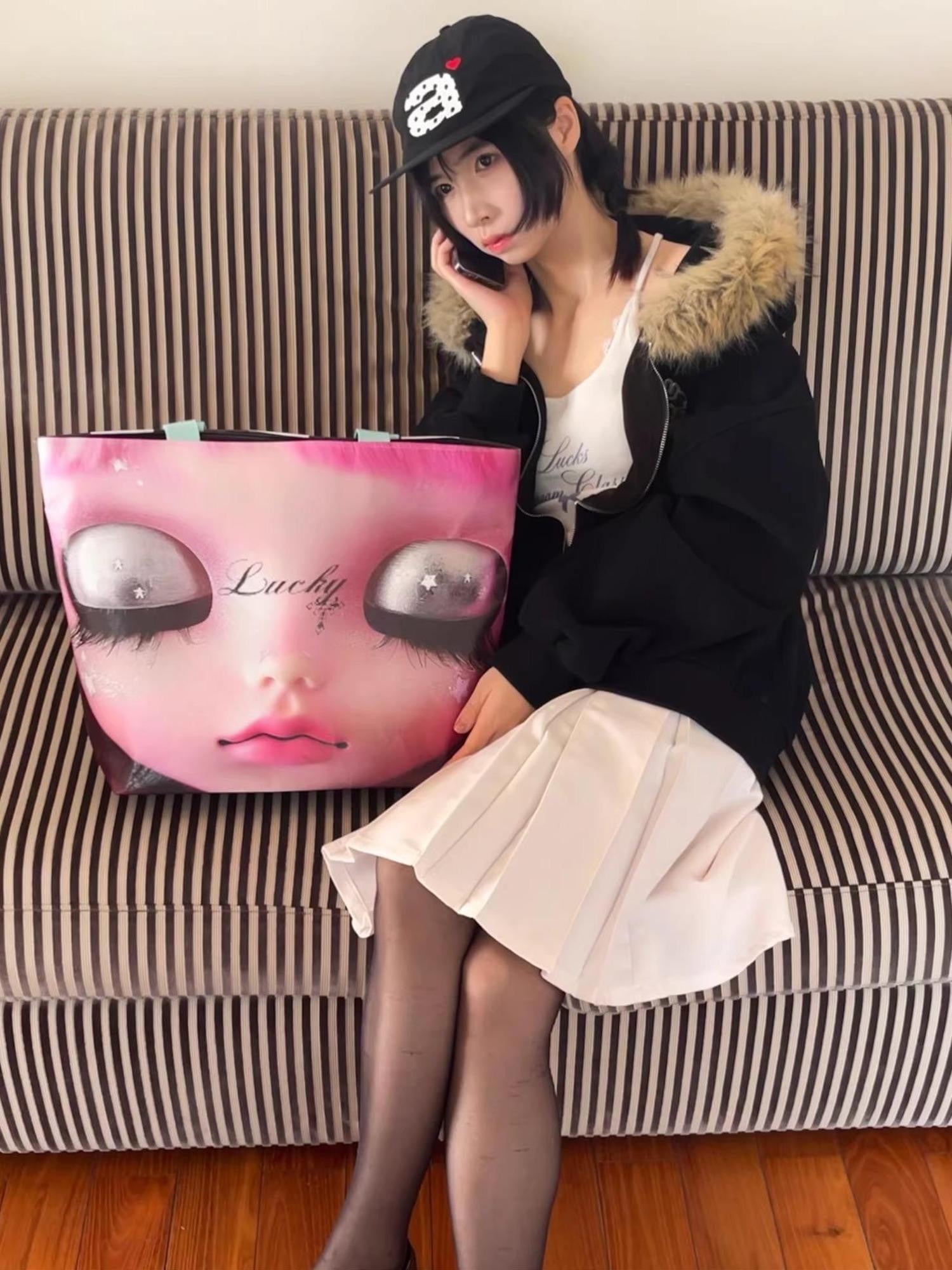 Oogreenapple Korean Sweet Cool Polka Dot Single Shoulder Tote Women&