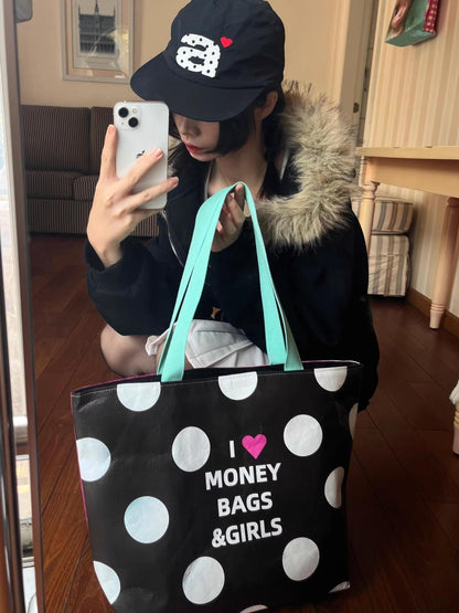Oogreenapple Korean Sweet Cool Polka Dot Single Shoulder Tote Women&