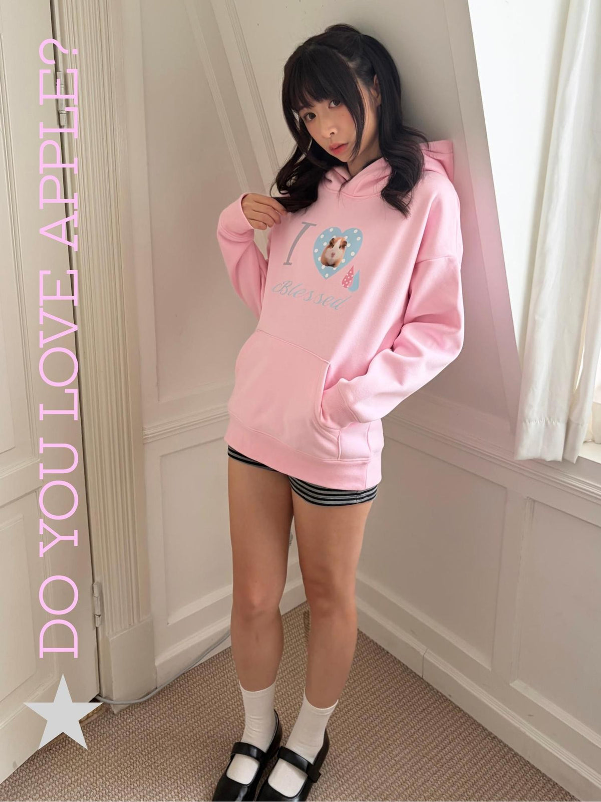 Oogreenapple Oogreenapple Guinea Pig Print Pullover Hoodies Women&