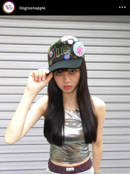 Oogreenapple Pink Girl Embroidered Camo Skateboard Women&