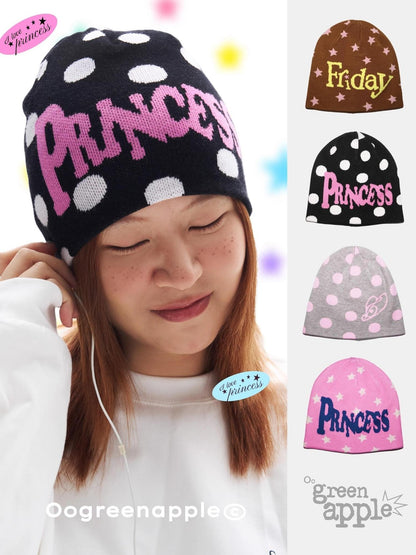 Oogreenapple Playful Dopamine Polka Dot Star Print Korean Women&
