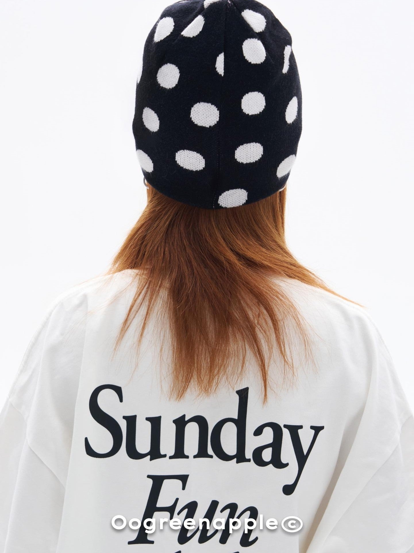Oogreenapple Playful Dopamine Polka Dot Star Print Korean Women&