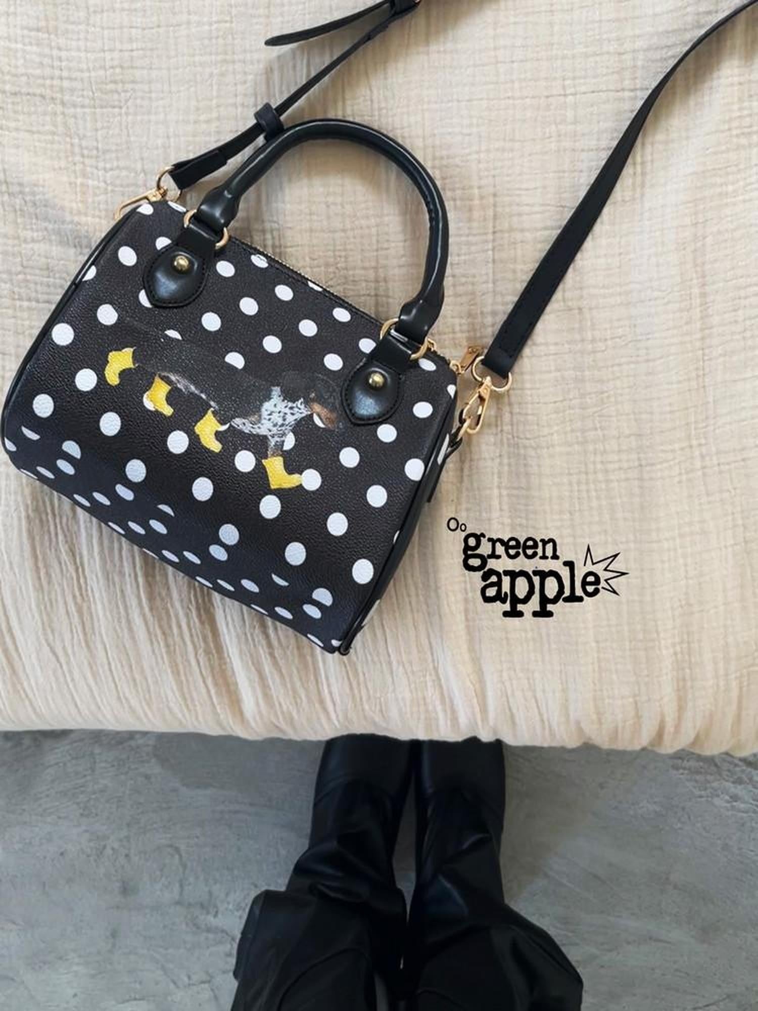 Oogreenapple Polka Dot Dachshund Print Pillow Crossbody Tote Women&