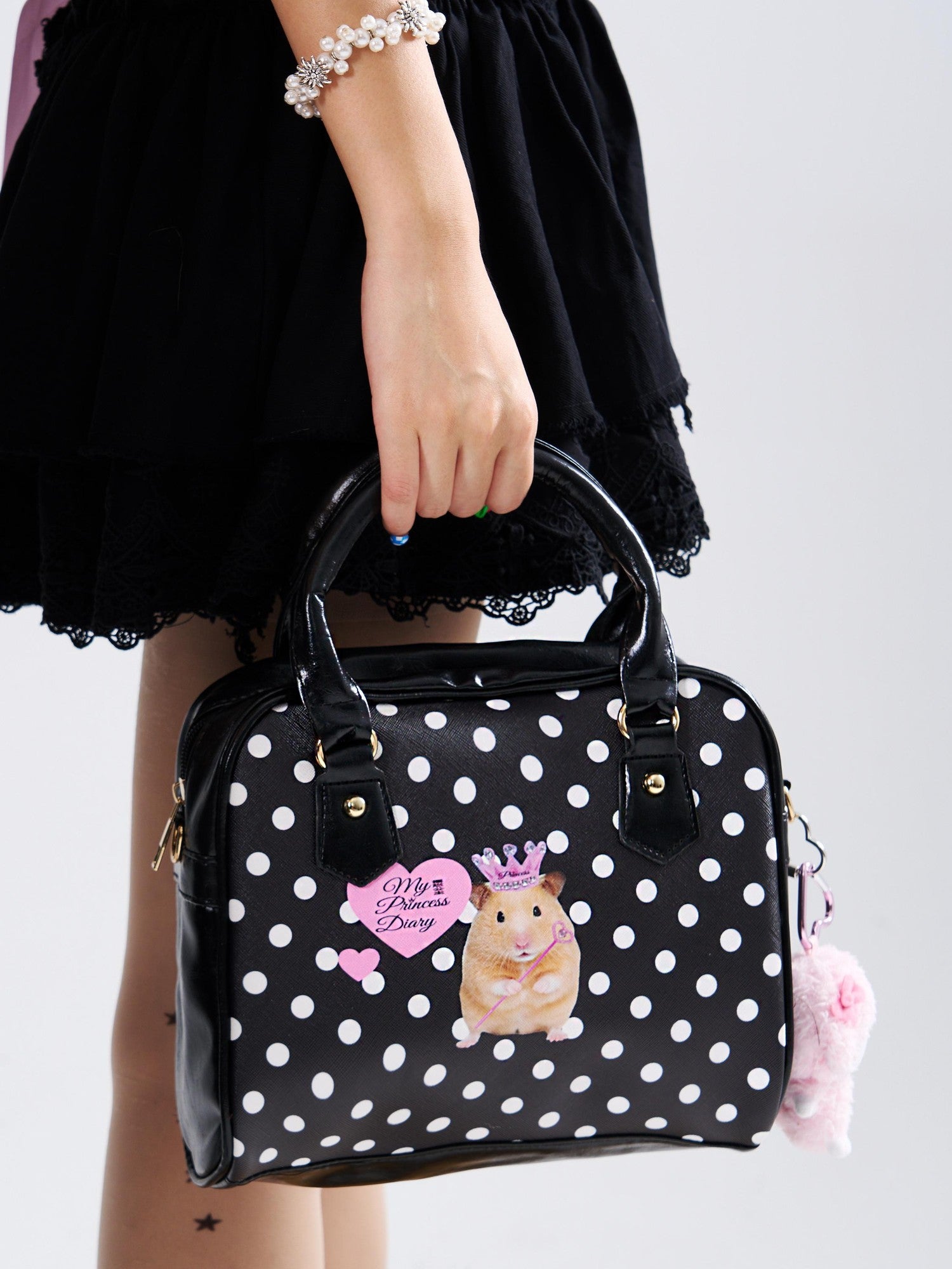 Oogreenapple Polka Dot Mouse Princess Cartoon Print Women&