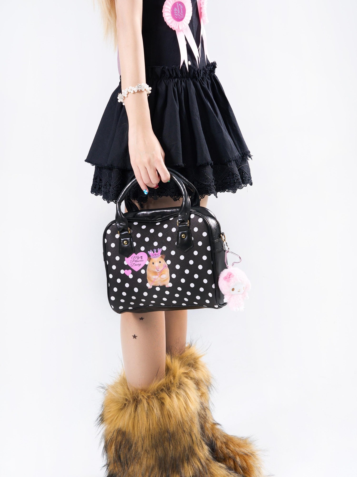Oogreenapple Polka Dot Mouse Princess Cartoon Print Women&