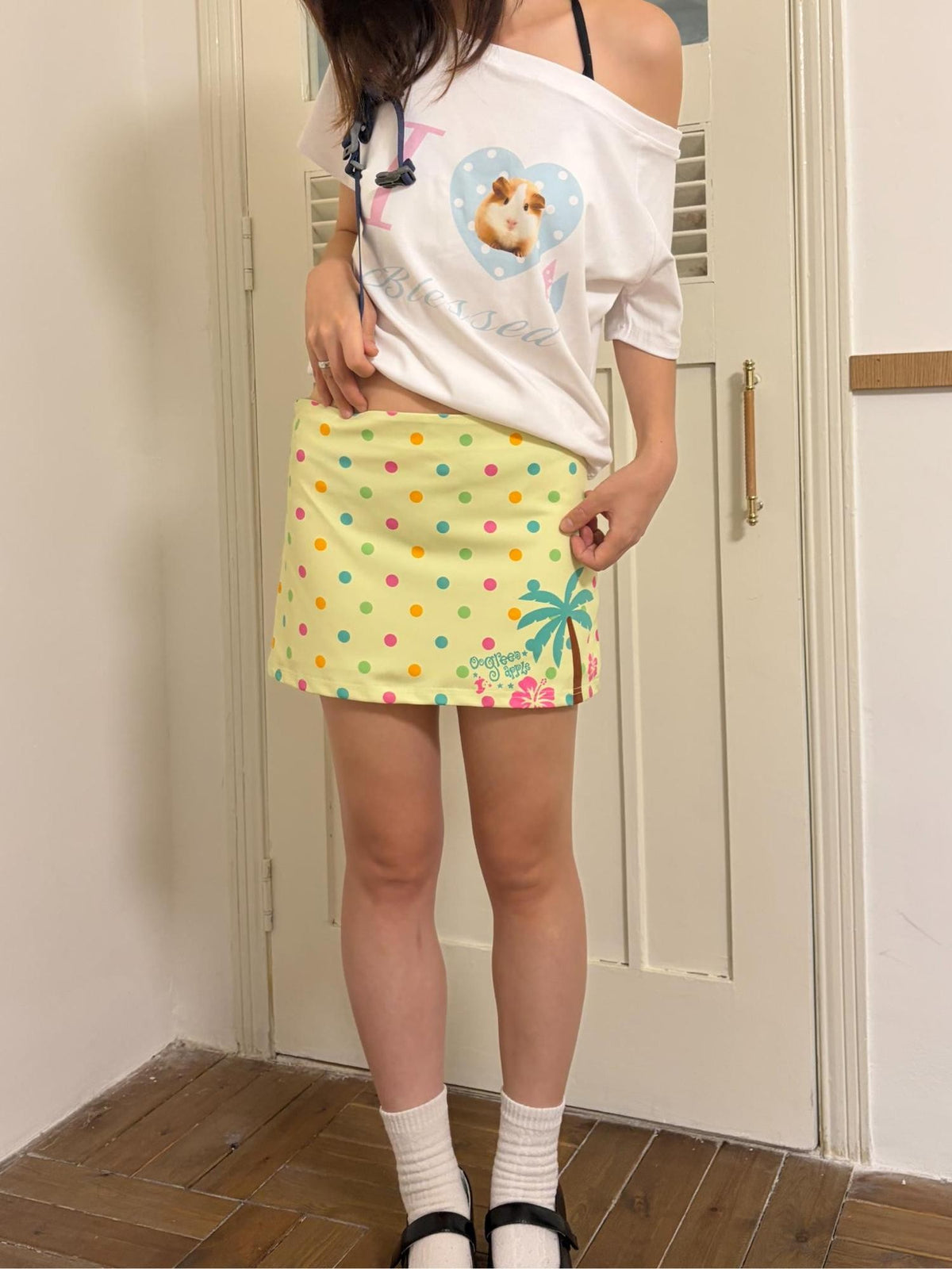 Oogreenapple Printed A Line Mid Rise Polyester Women&
