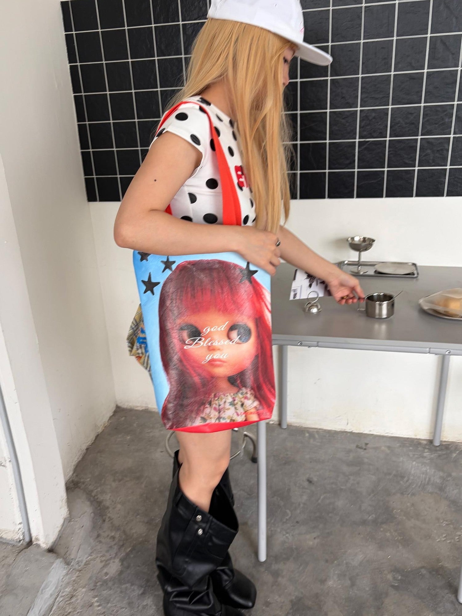 Oogreenapple Red Hair Doll Blue Sky Y2k Quirky Women&