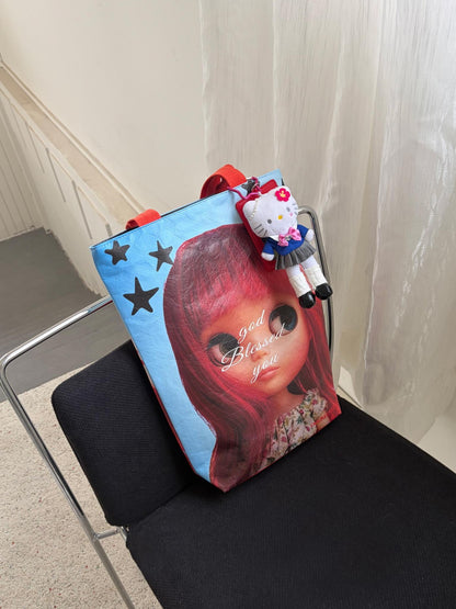 Oogreenapple Red Hair Doll Blue Sky Y2k Quirky Women&