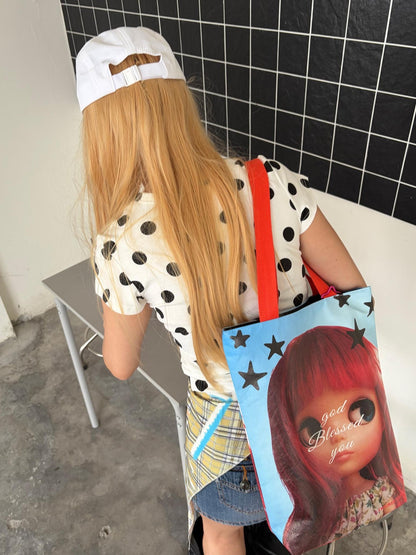 Oogreenapple Red Hair Doll Blue Sky Y2k Quirky Women&