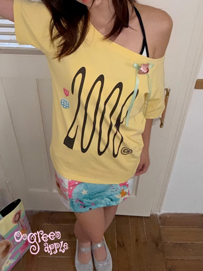 Oogreenapple Retro Rose Print Slanted Women&
