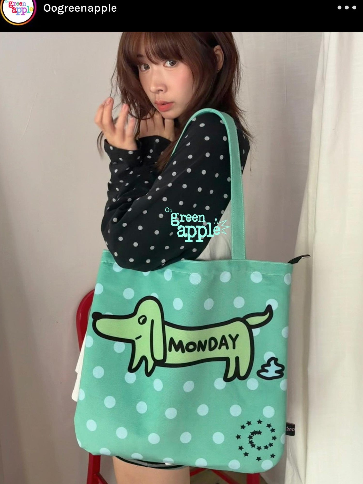 Oogreenapple Snail Shape Polka Dot Puppy Print Zipper Pocket Women&