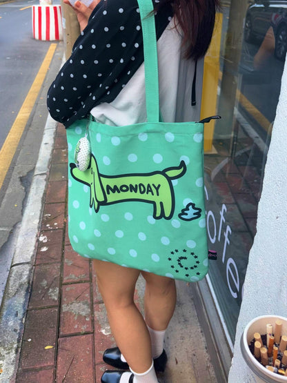 Oogreenapple Snail Shape Polka Dot Puppy Print Zipper Pocket Women&