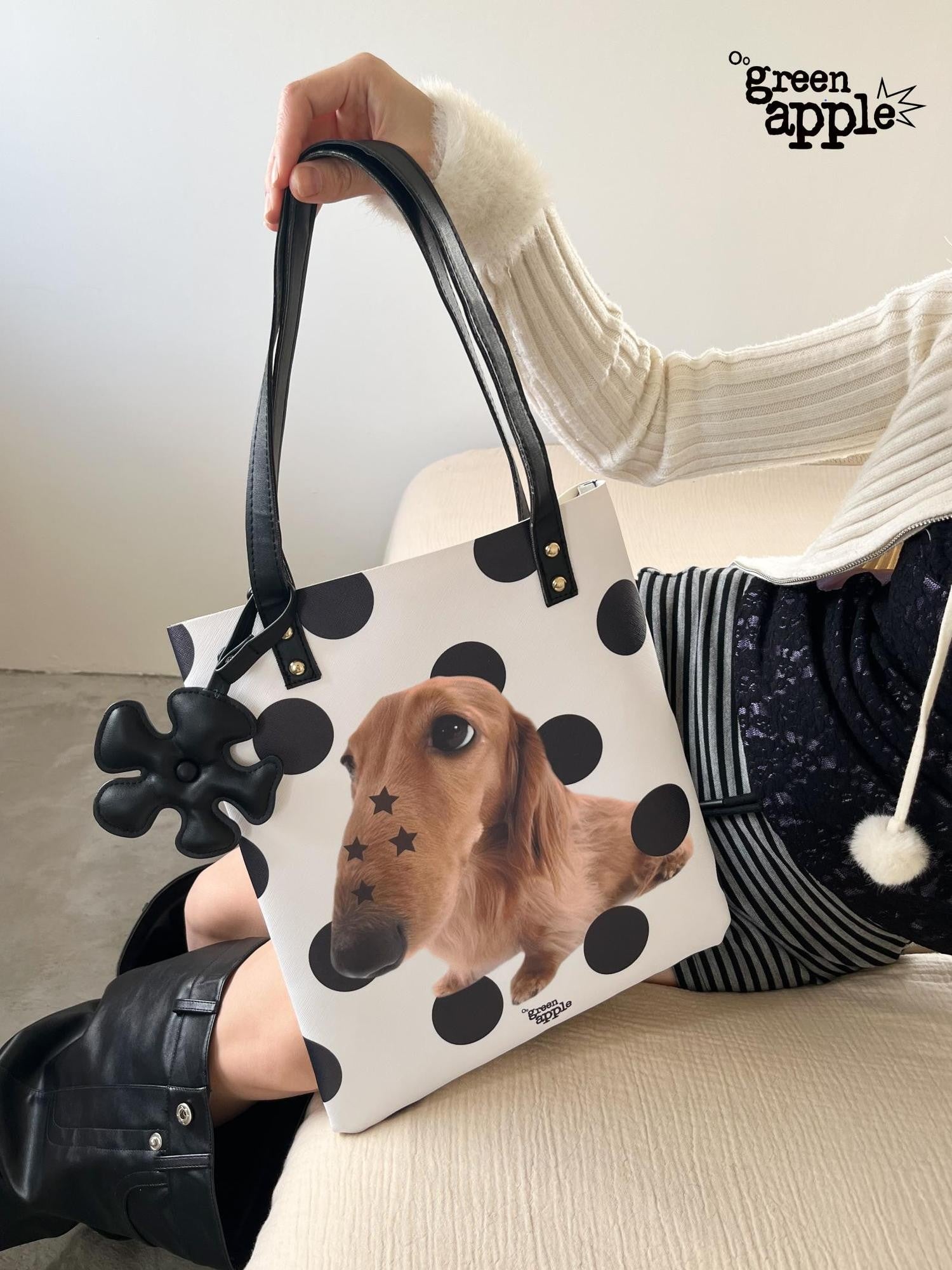 Oogreenapple Star Dachshund Printed Envelope Tote Women&