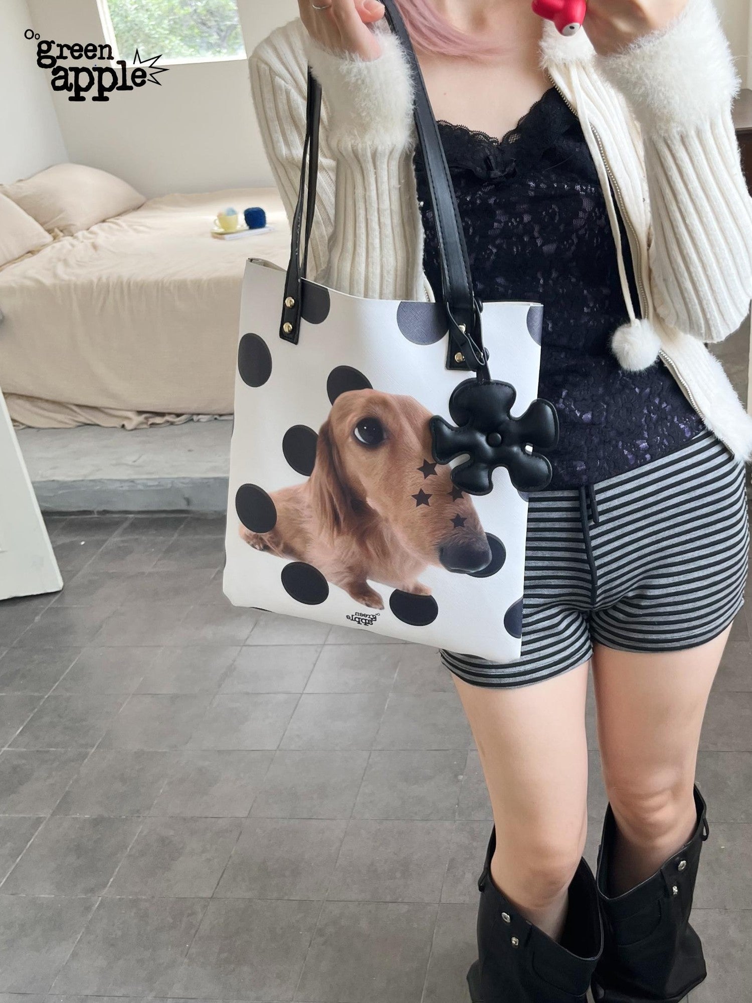 Oogreenapple Star Dachshund Printed Envelope Tote Women&