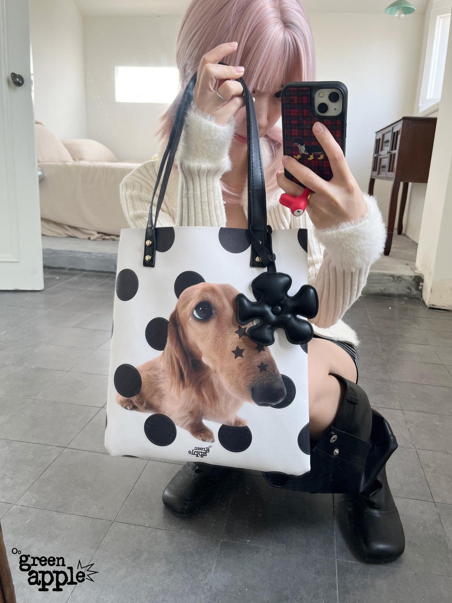 Oogreenapple Star Dachshund Printed Envelope Tote Women&