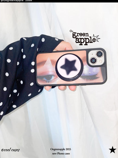 Oogreenapple Star Eye Black Frame Y2k Subculture Matte Magnetic Women&