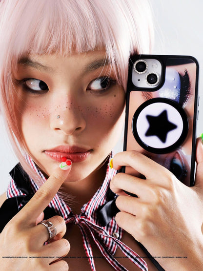 Oogreenapple Star Eye Black Frame Y2k Subculture Matte Magnetic Women&