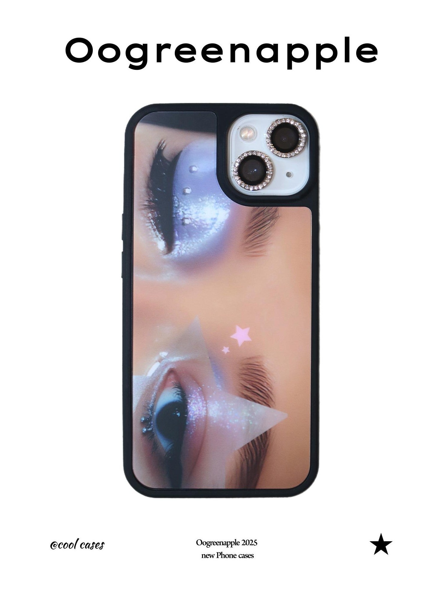 Oogreenapple Star Eye Black Frame Y2k Subculture Matte Magnetic Women&