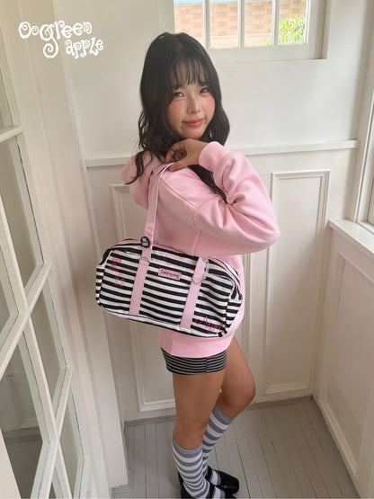 Oogreenapple Striped Angel Print Square Tote Women&