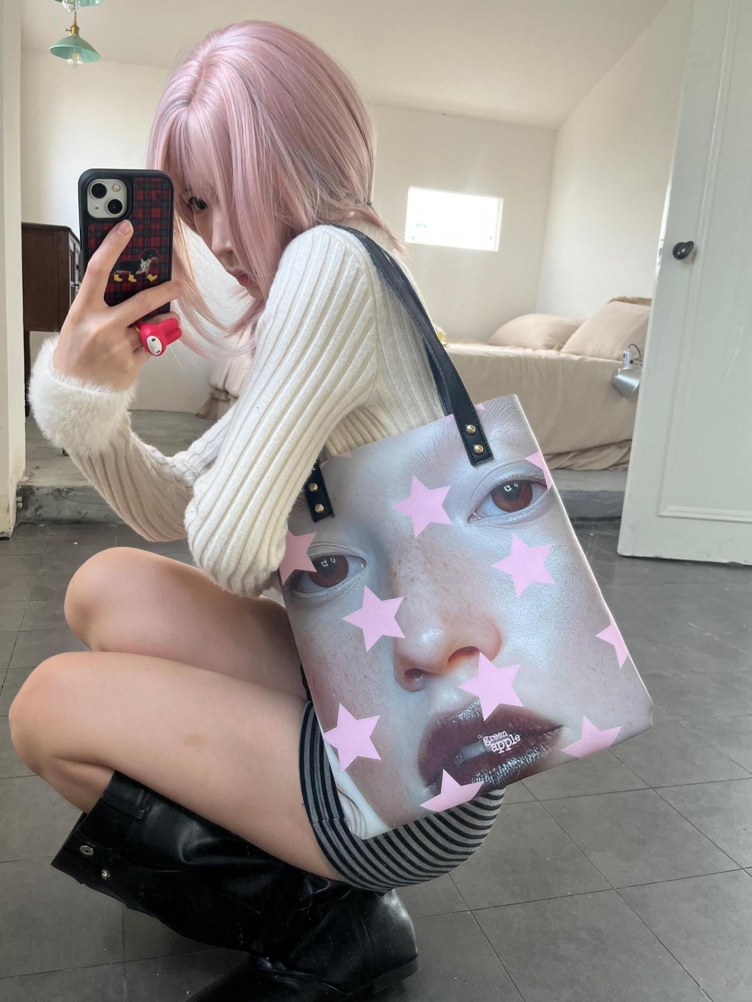 Oogreenapple Subculture Street Portrait Star Print Women&