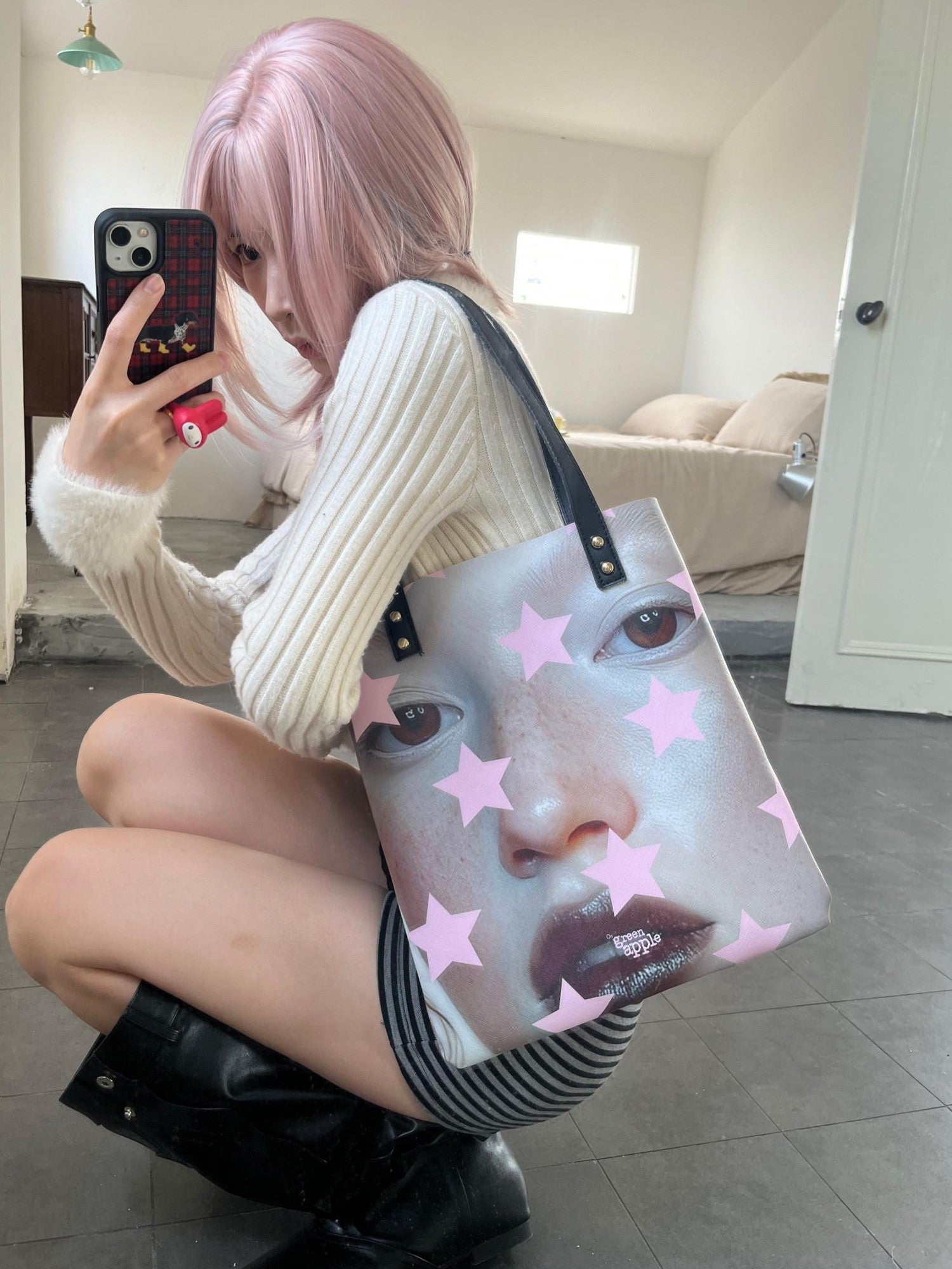 Oogreenapple Subculture Street Portrait Star Print Women&