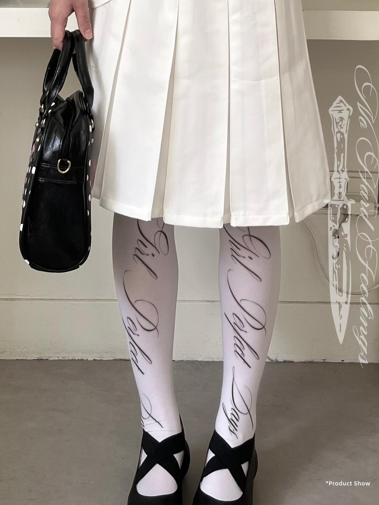 Oogreenapple Thigh High Cursive English Script Print Women&