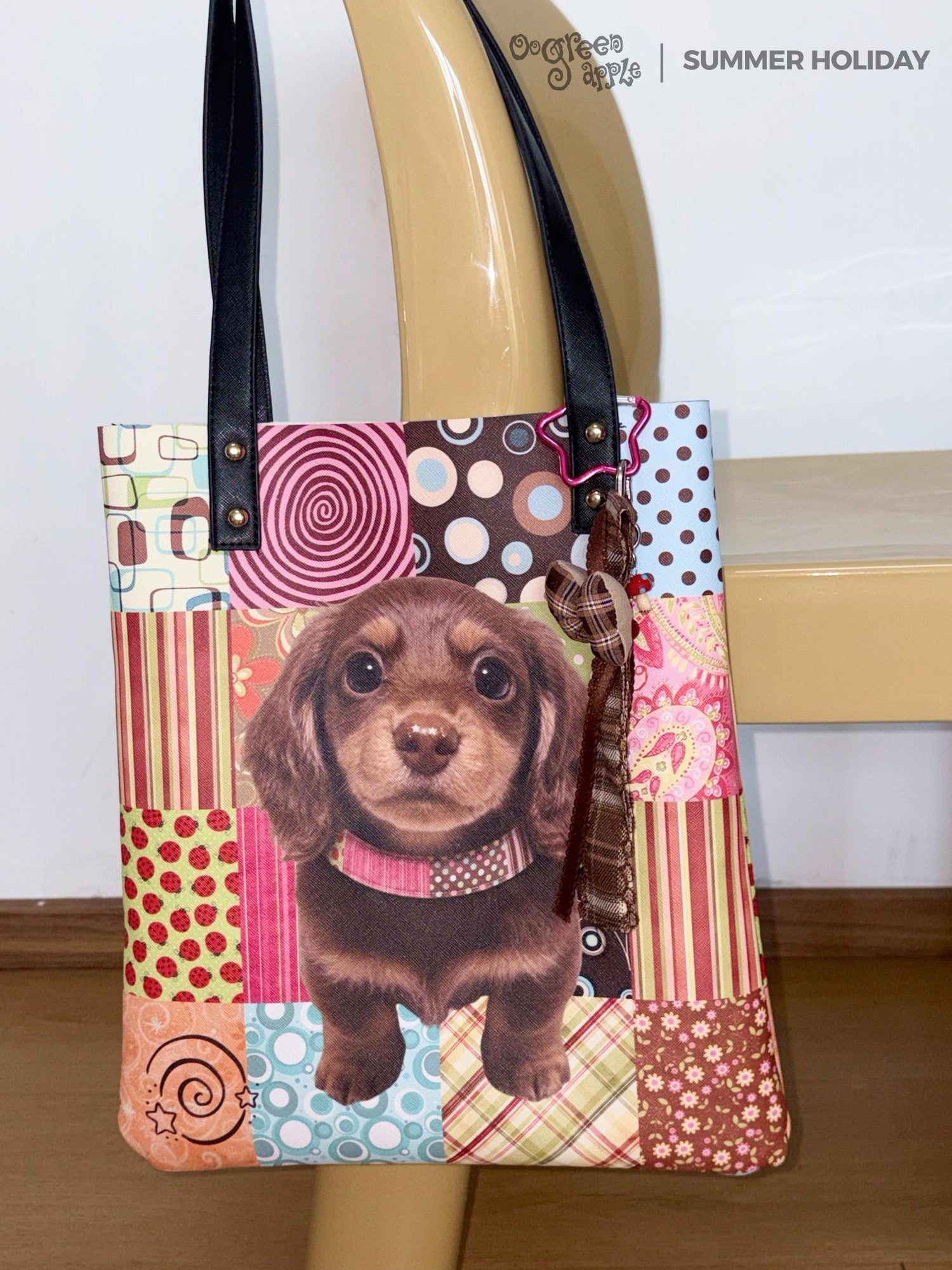 Oogreenapple Vintage Dachshund Print Envelope Tote Women&