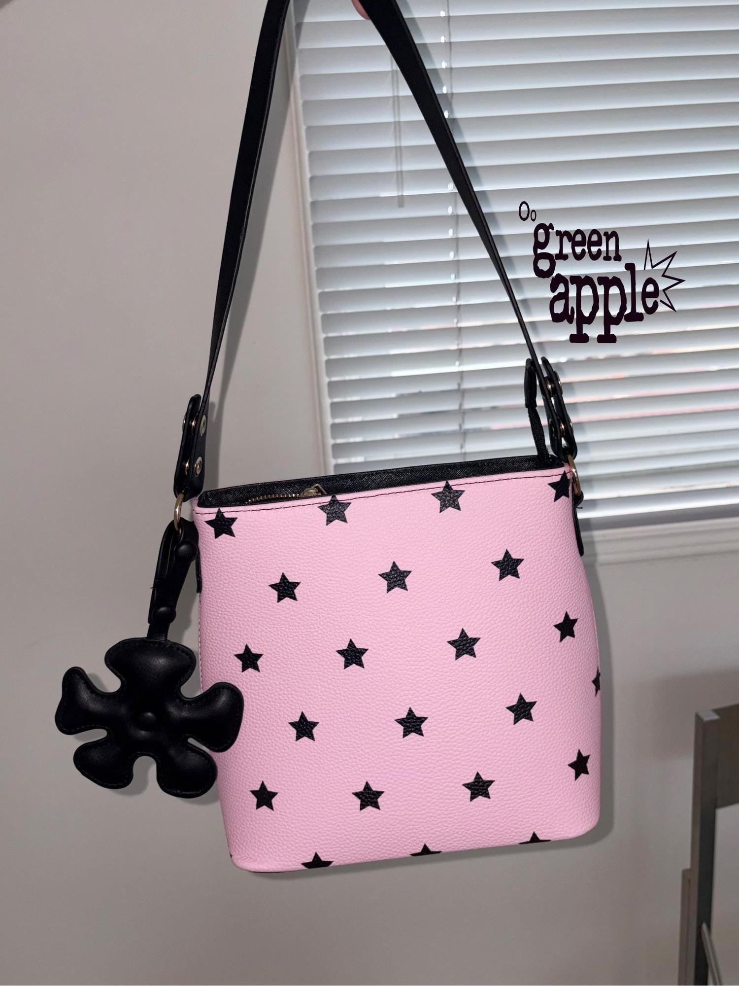 Oogreenapple Whimsical Sakura Pink Star Print Women&