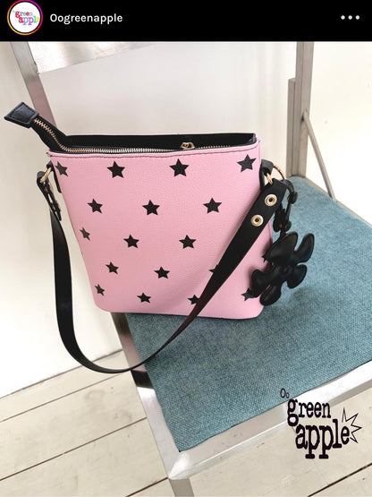 Oogreenapple Whimsical Sakura Pink Star Print Women&